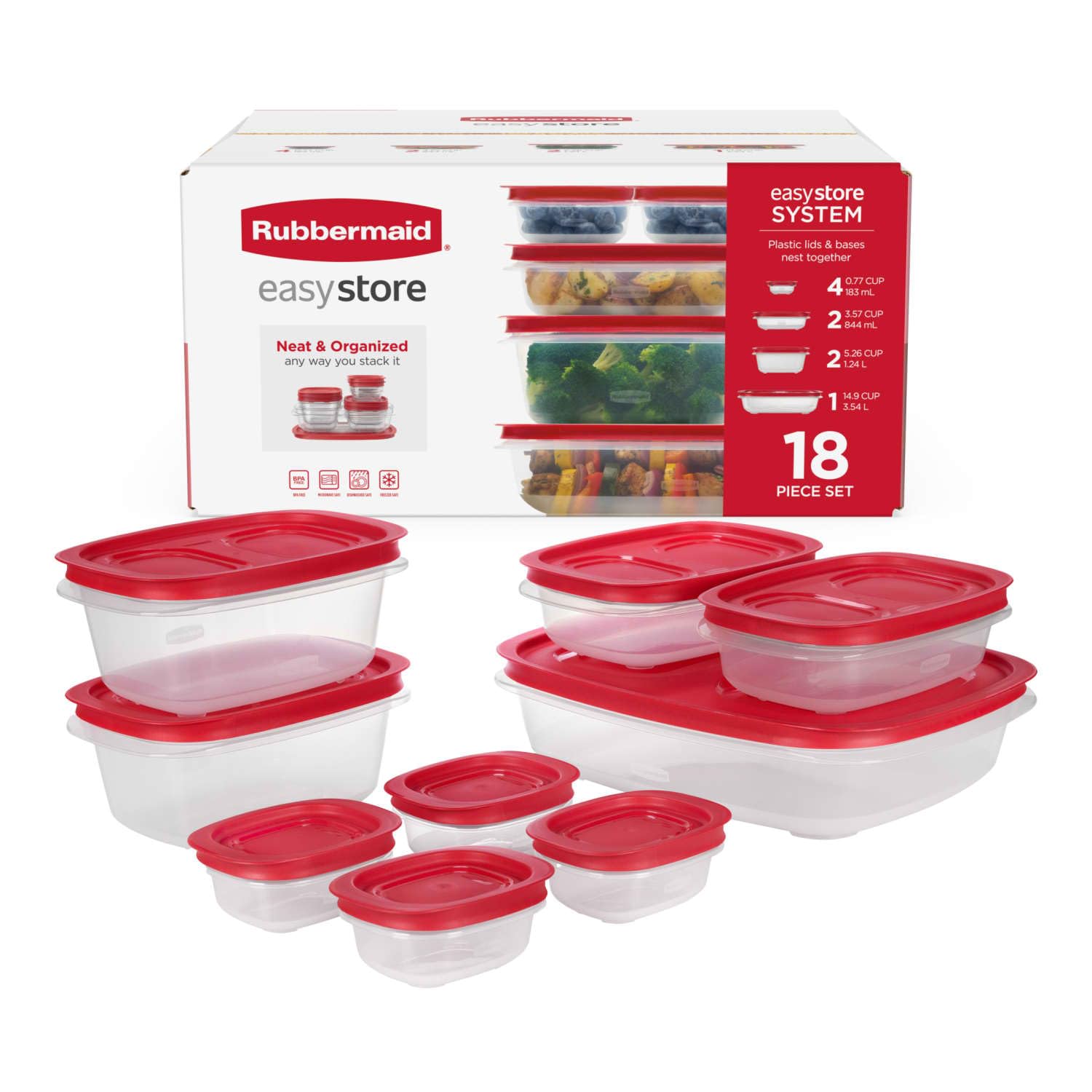 Amazon.com: Rubbermaid EasyStore Large Containers, 18-Piece Set